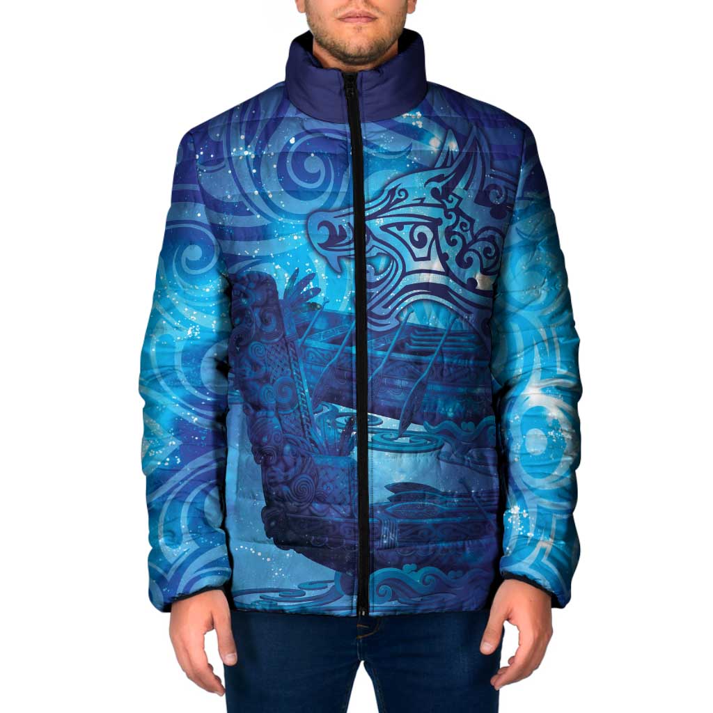 Kuri New Zealand Matariki Padded Jacket Aotearoa Dog Waka Maori New Year Galaxy Vibes LT14 Men Blue - Polynesian Pride