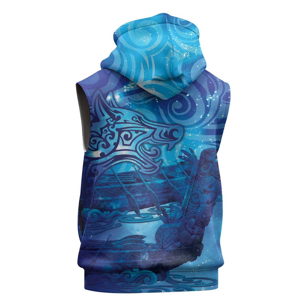 Kuri New Zealand Matariki Sleeveless Hoodie Aotearoa Dog Waka Maori New Year Galaxy Vibes