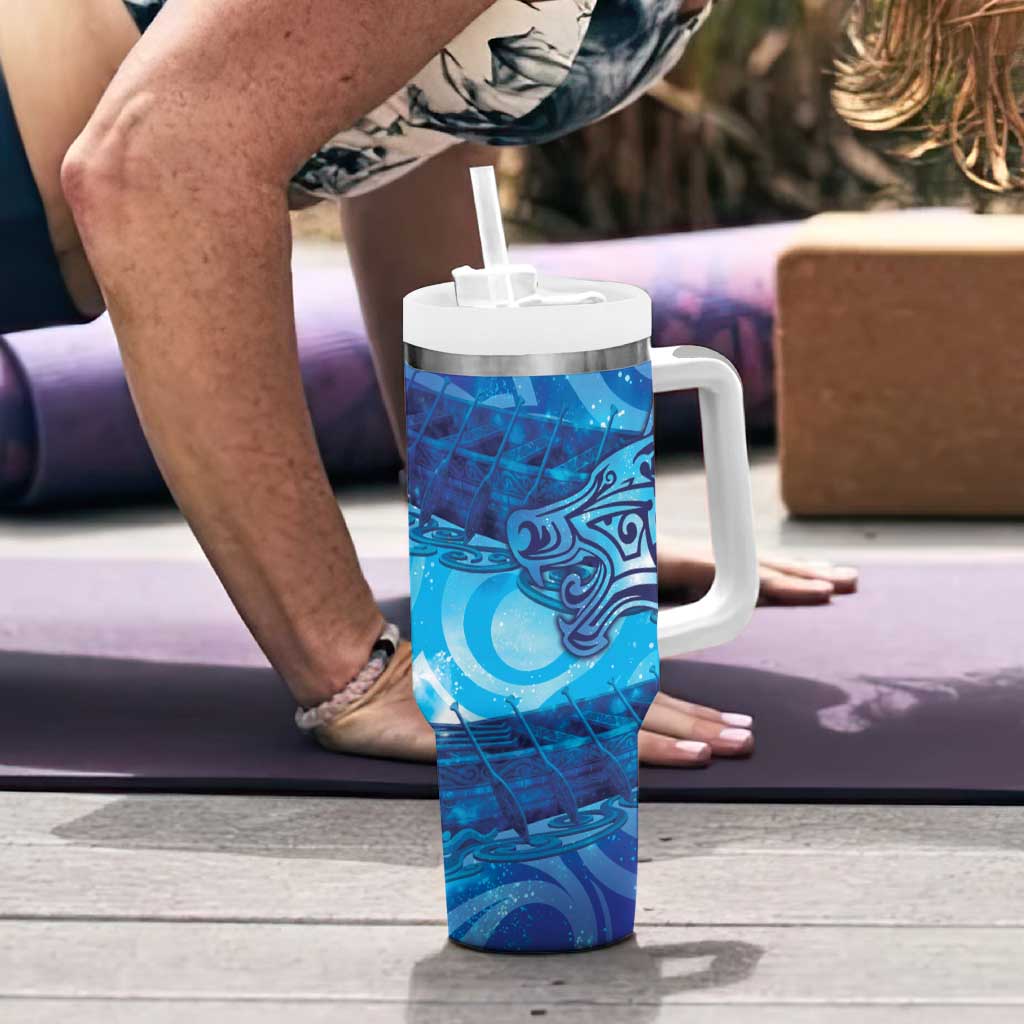 Kuri New Zealand Matariki Tumbler With Handle Aotearoa Dog Waka Maori New Year Galaxy Vibes