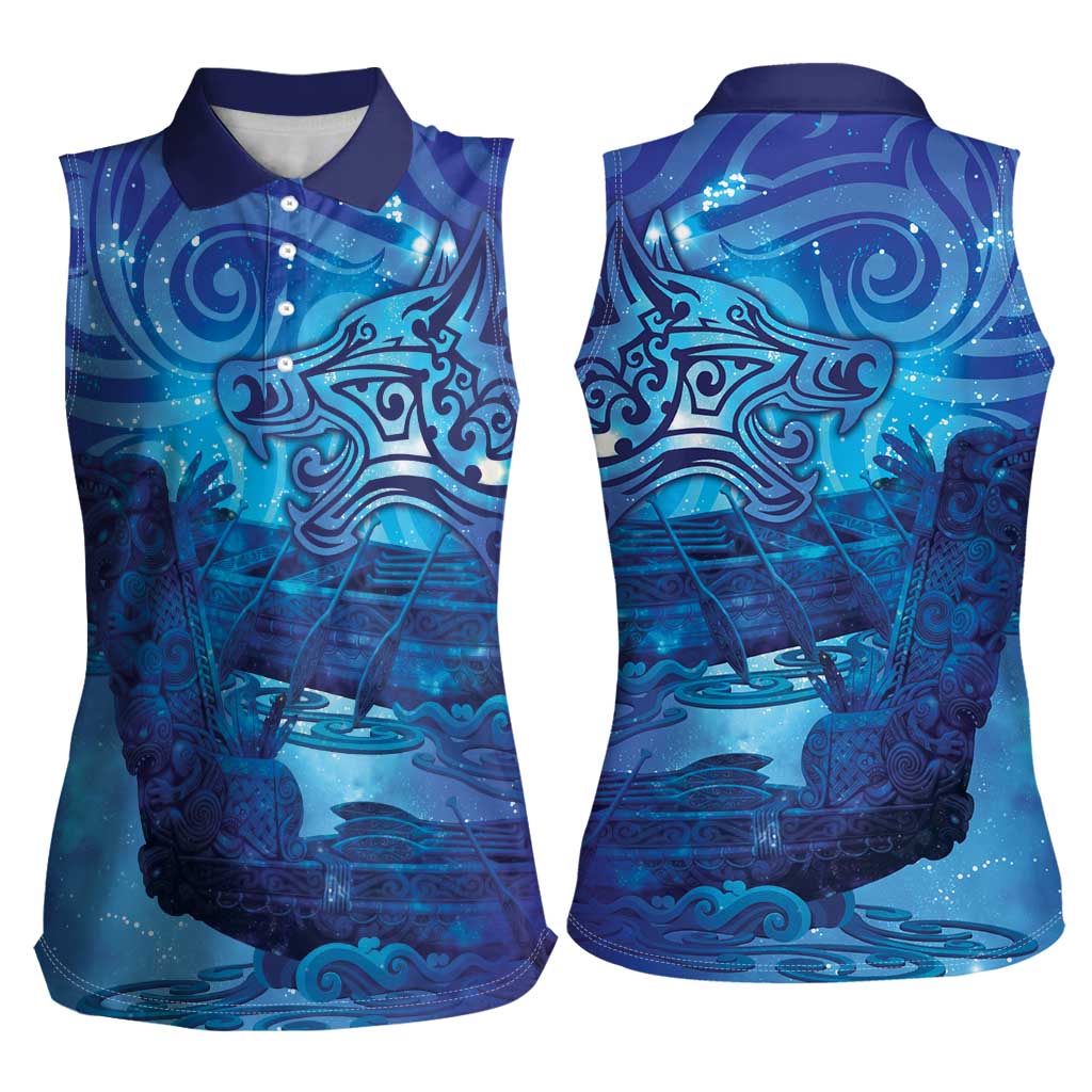 Kuri New Zealand Matariki Women Sleeveless Polo Shirt Aotearoa Dog Waka Maori New Year Galaxy Vibes