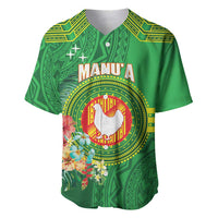 Personalized Manu'a Cession Day Baseball Jersey Tropical Flowers With Polynesian Pattern
