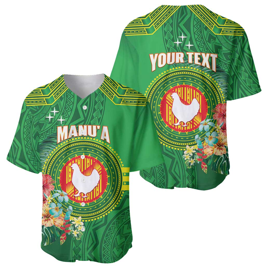 Personalized Manu'a Cession Day Baseball Jersey Tropical Flowers With Polynesian Pattern