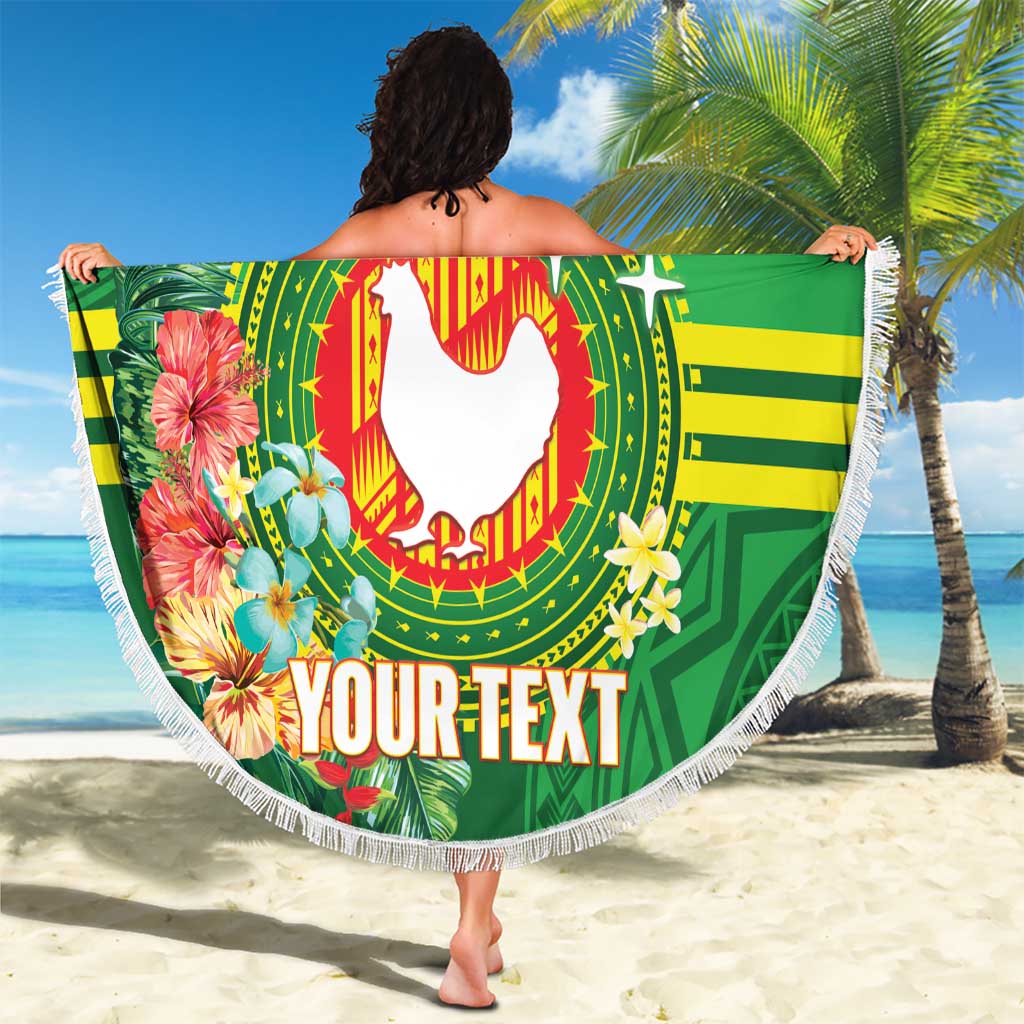Personalized Manu'a Cession Day Beach Blanket Tropical Flowers With Polynesian Pattern LT14 - Polynesian Pride