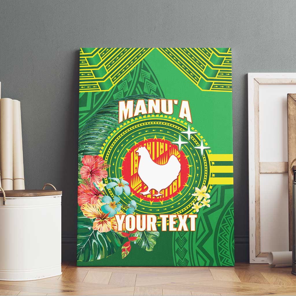 Personalized Manu'a Cession Day Canvas Wall Art Tropical Flowers With Polynesian Pattern LT14 - Polynesian Pride