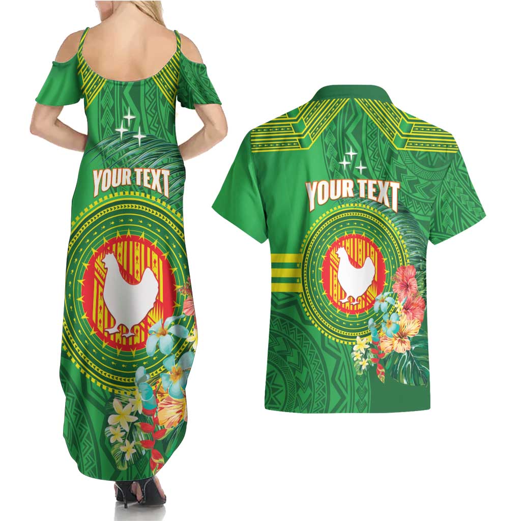Personalized Manu'a Cession Day Couples Matching Summer Maxi Dress and Hawaiian Shirt Tropical Flowers With Polynesian Pattern LT14 - Polynesian Pride
