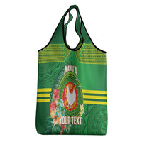 Personalized Manu'a Cession Day Grocery Bag Tropical Flowers With Polynesian Pattern LT14 - Polynesian Pride