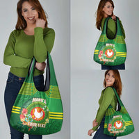 Personalized Manu'a Cession Day Grocery Bag Tropical Flowers With Polynesian Pattern LT14 - Polynesian Pride