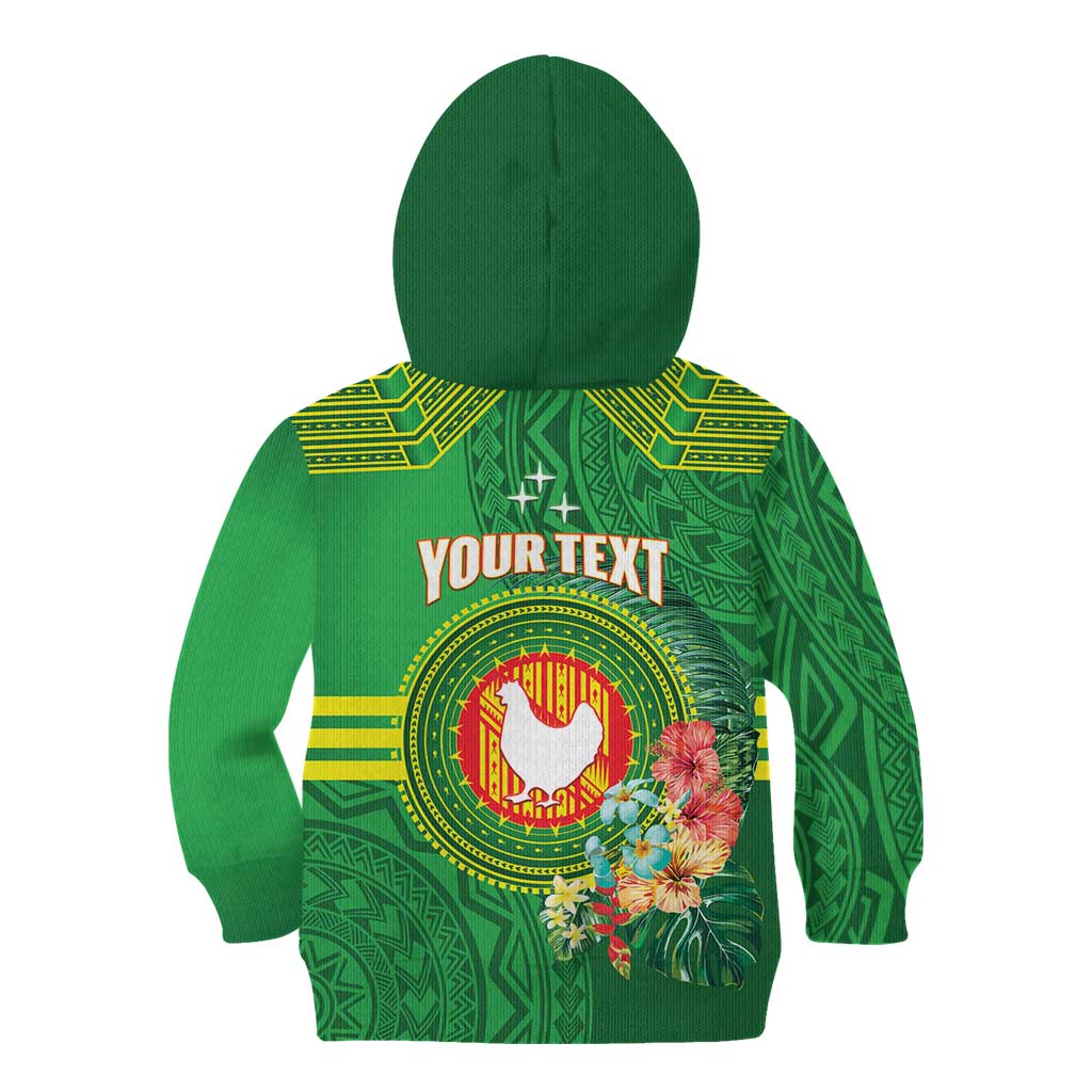 Personalized Manu'a Cession Day Kid Hoodie Tropical Flowers With Polynesian Pattern