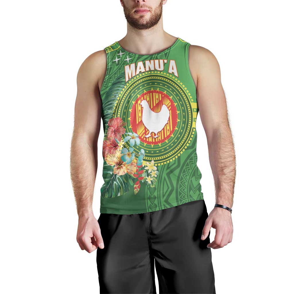 Personalized Manu'a Cession Day Men Tank Top Tropical Flowers With Polynesian Pattern LT14 - Polynesian Pride
