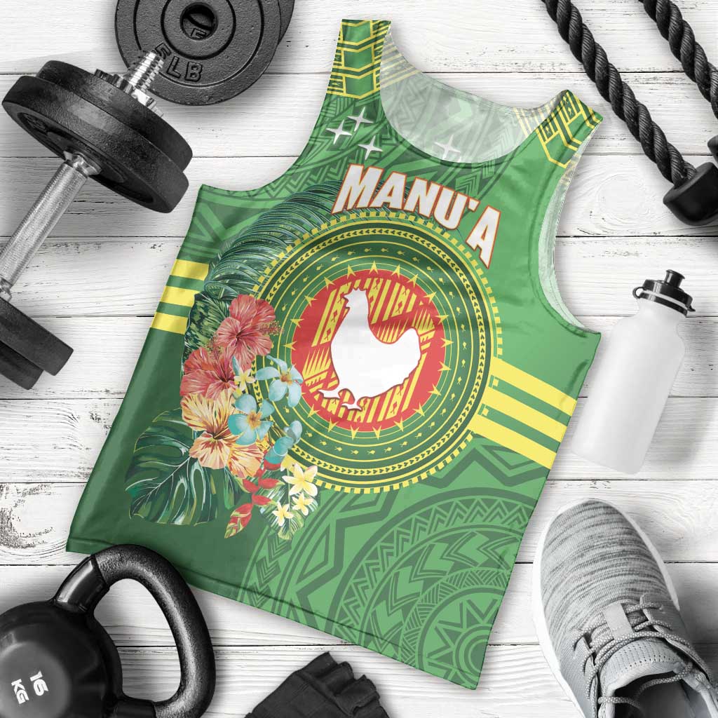 Personalized Manu'a Cession Day Men Tank Top Tropical Flowers With Polynesian Pattern LT14 - Polynesian Pride