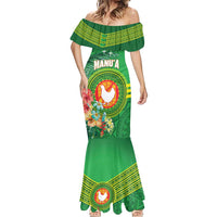 Personalized Manu'a Cession Day Mermaid Dress Tropical Flowers With Polynesian Pattern