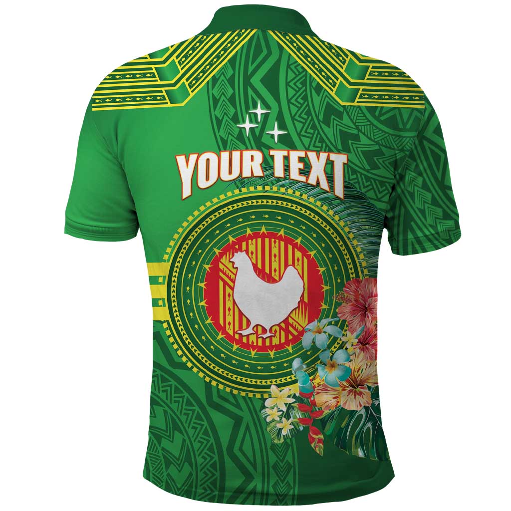 Personalized Manu'a Cession Day Polo Shirt Tropical Flowers With Polynesian Pattern