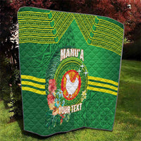 Personalized Manu'a Cession Day Quilt Tropical Flowers With Polynesian Pattern