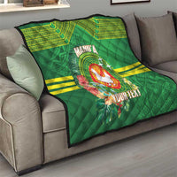 Personalized Manu'a Cession Day Quilt Tropical Flowers With Polynesian Pattern