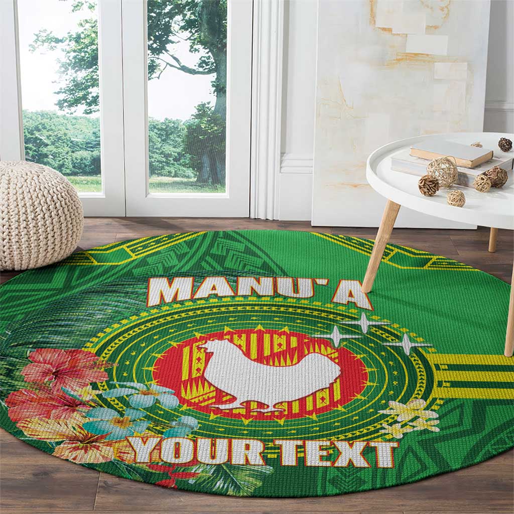 Personalized Manu'a Cession Day Round Carpet Tropical Flowers With Polynesian Pattern