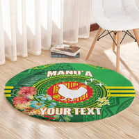 Personalized Manu'a Cession Day Round Carpet Tropical Flowers With Polynesian Pattern
