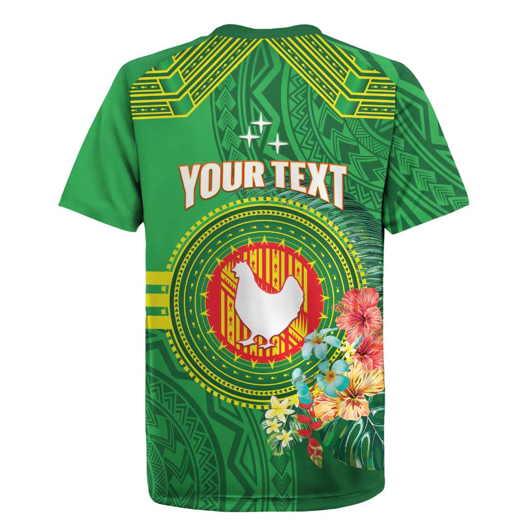 Personalized Manu'a Cession Day Rugby Jersey Tropical Flowers With Polynesian Pattern