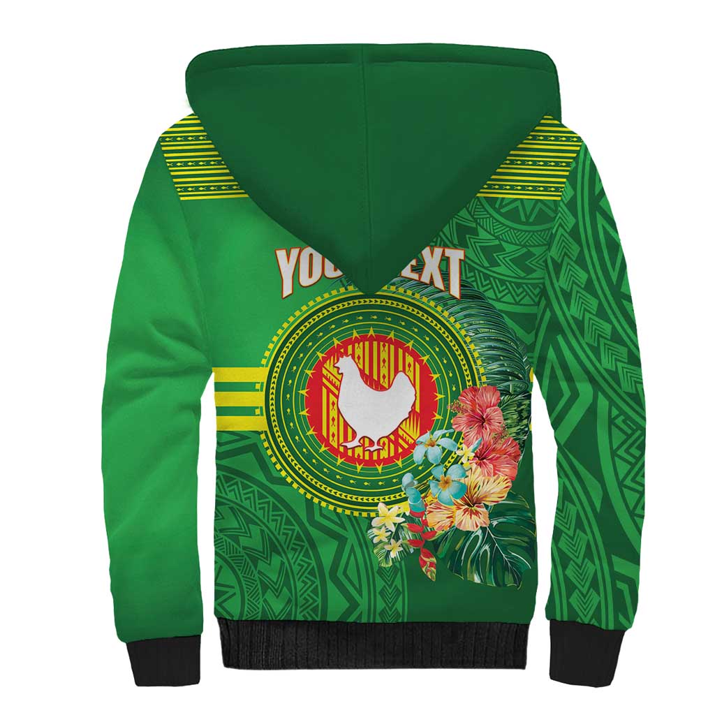 Personalized Manu'a Cession Day Sherpa Hoodie Tropical Flowers With Polynesian Pattern LT14 - Polynesian Pride