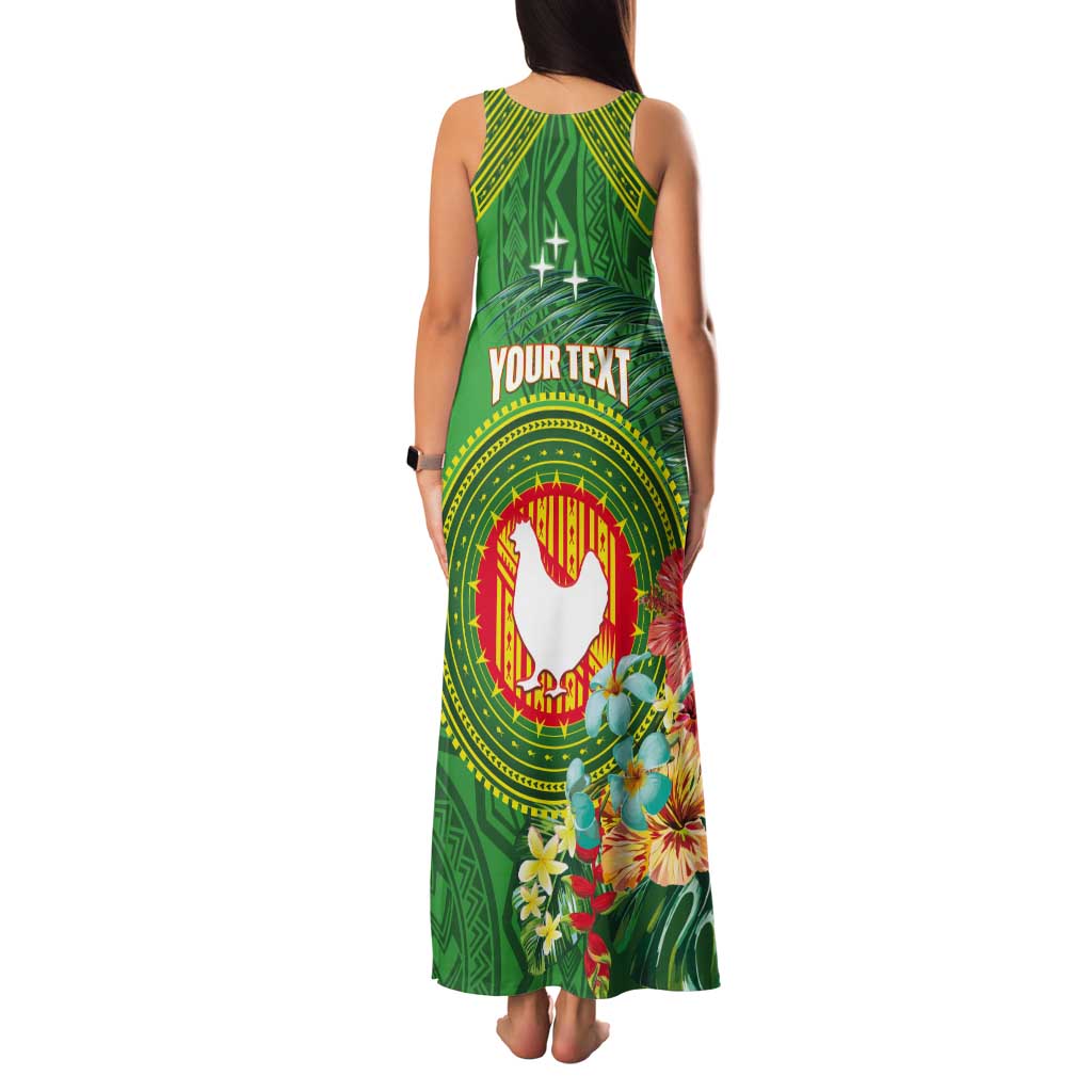 Personalized Manu'a Cession Day Tank Maxi Dress Tropical Flowers With Polynesian Pattern LT14 - Polynesian Pride