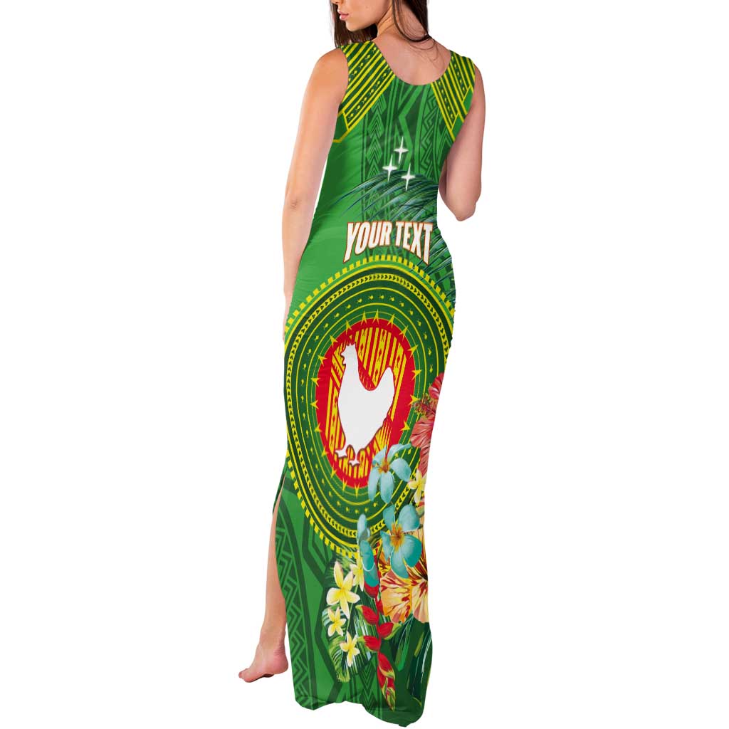 Personalized Manu'a Cession Day Tank Maxi Dress Tropical Flowers With Polynesian Pattern LT14 - Polynesian Pride