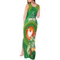 Personalized Manu'a Cession Day Tank Maxi Dress Tropical Flowers With Polynesian Pattern LT14 - Polynesian Pride