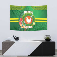 Personalized Manu'a Cession Day Tapestry Tropical Flowers With Polynesian Pattern