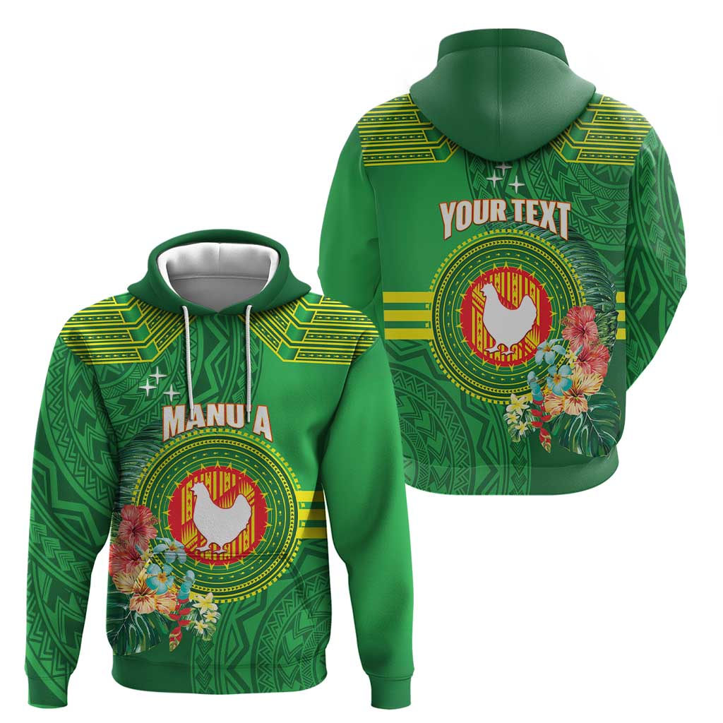 Personalized Manu'a Cession Day Zip Hoodie Tropical Flowers With Polynesian Pattern