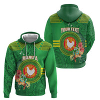 Personalized Manu'a Cession Day Zip Hoodie Tropical Flowers With Polynesian Pattern