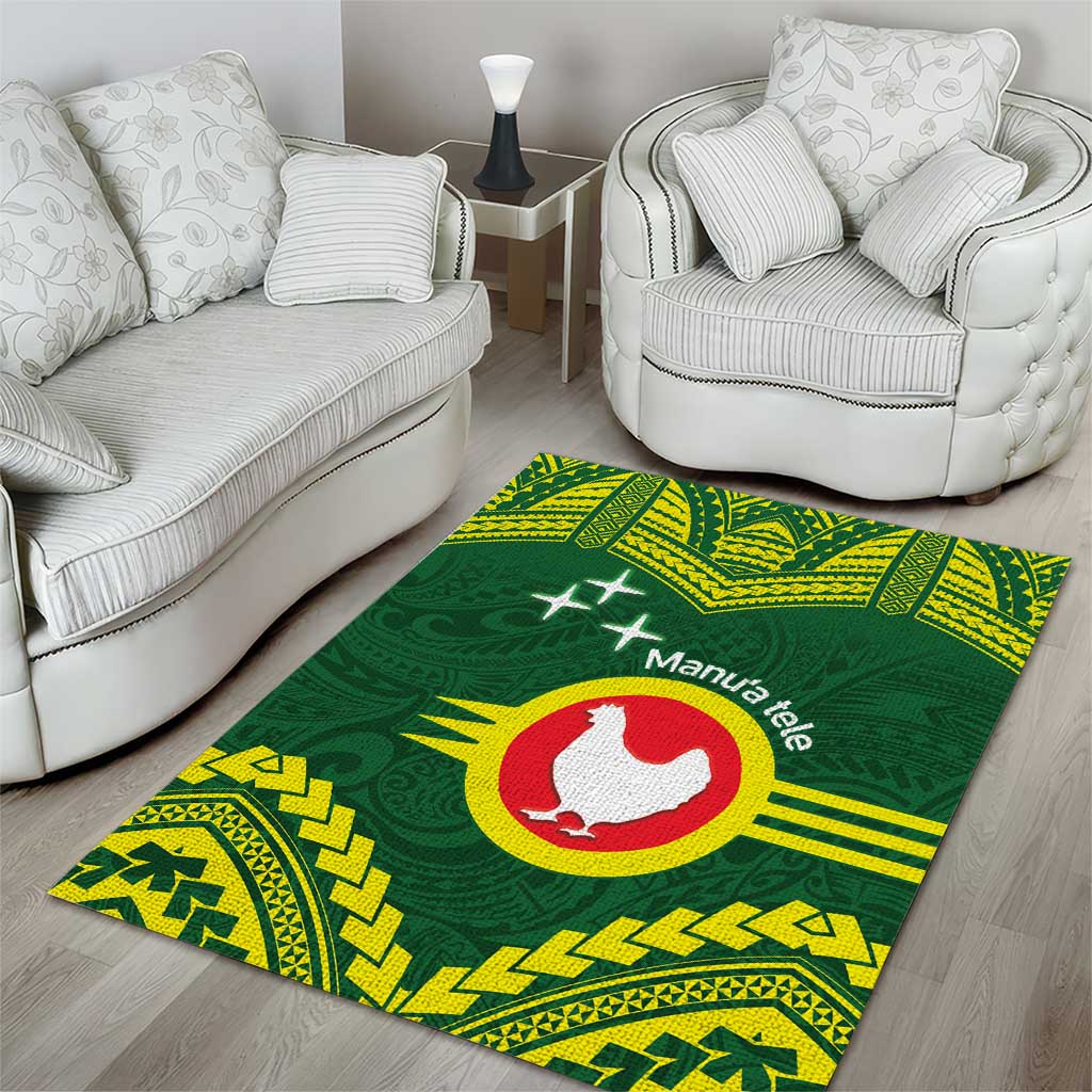 Manu'a Flag Day Area Rug Polynesian Pattern National Color Proud