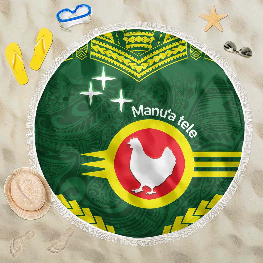 Manu'a Flag Day Beach Blanket Polynesian Pattern National Color Proud LT14 One Size 150cm Green - Polynesian Pride