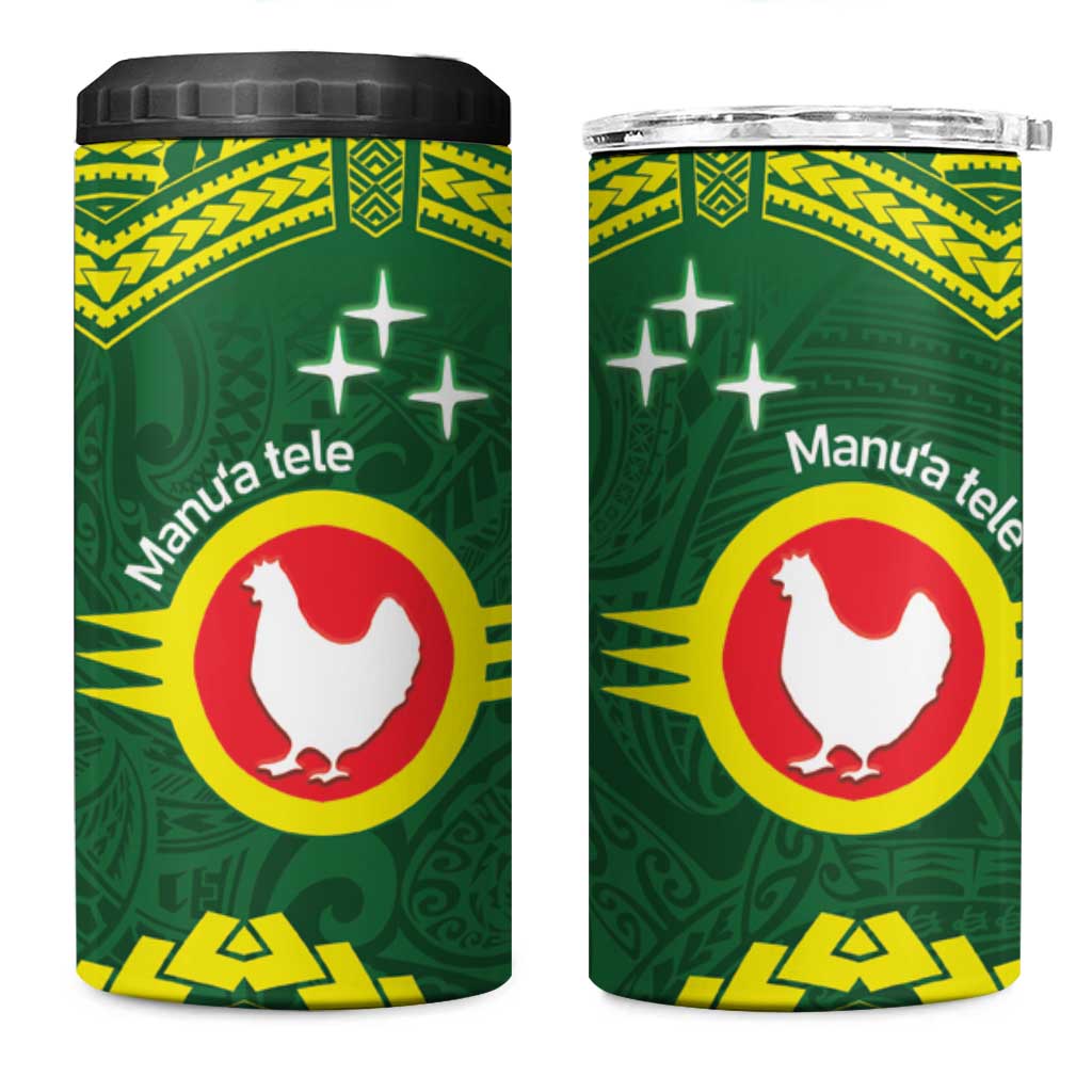 Manu'a Flag Day 4 in 1 Can Cooler Tumbler Polynesian Pattern National Color Proud LT14 One Size: 16 oz Green - Polynesian Pride
