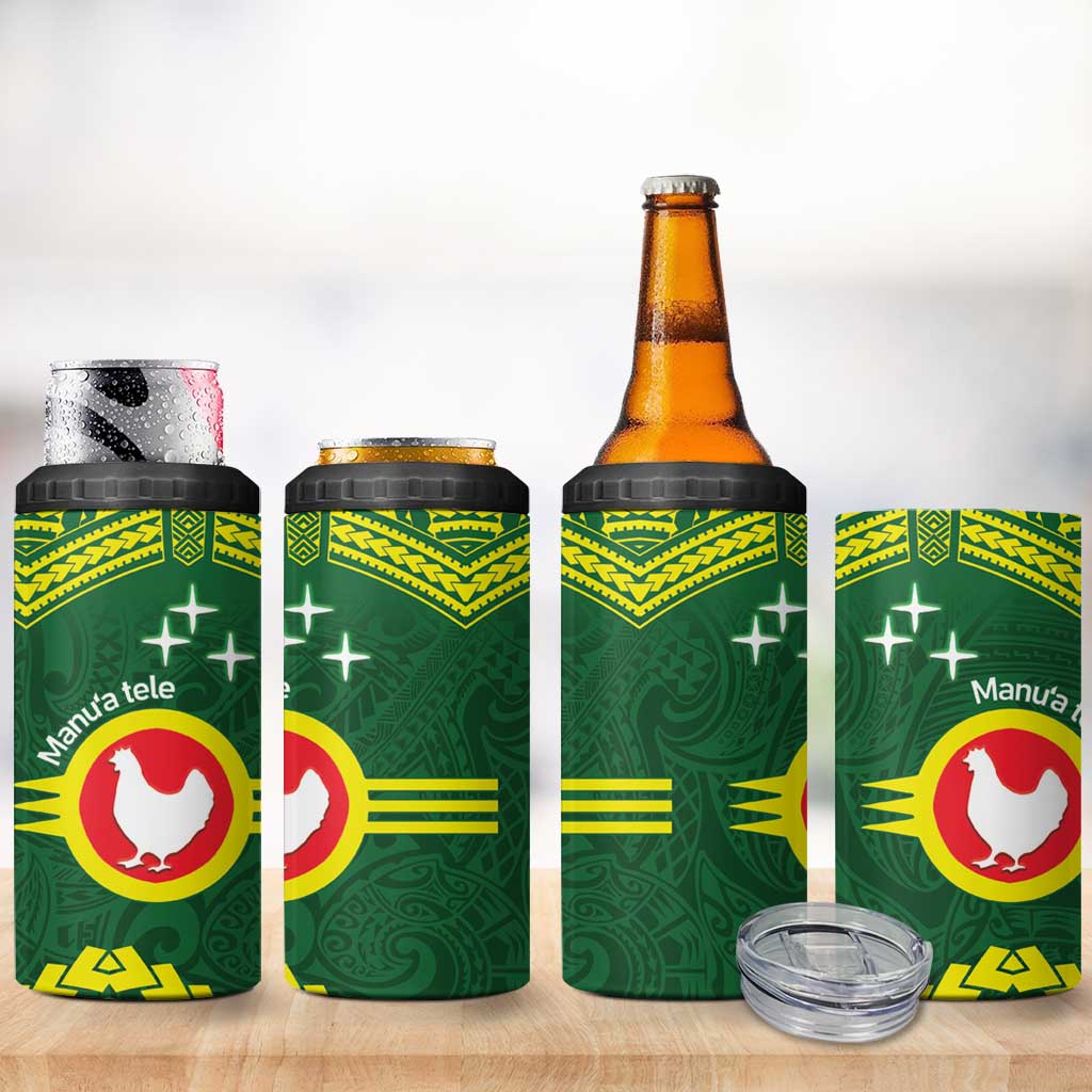 Manu'a Flag Day 4 in 1 Can Cooler Tumbler Polynesian Pattern National Color Proud LT14 - Polynesian Pride