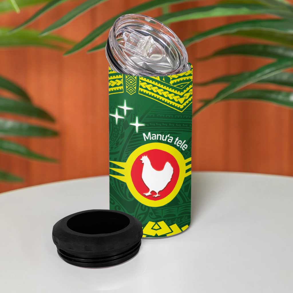 Manu'a Flag Day 4 in 1 Can Cooler Tumbler Polynesian Pattern National Color Proud LT14 - Polynesian Pride