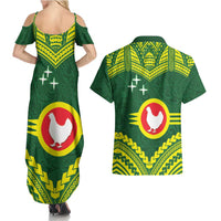 Manu'a Flag Day Couples Matching Summer Maxi Dress and Hawaiian Shirt Polynesian Pattern National Color Proud LT14 - Polynesian Pride