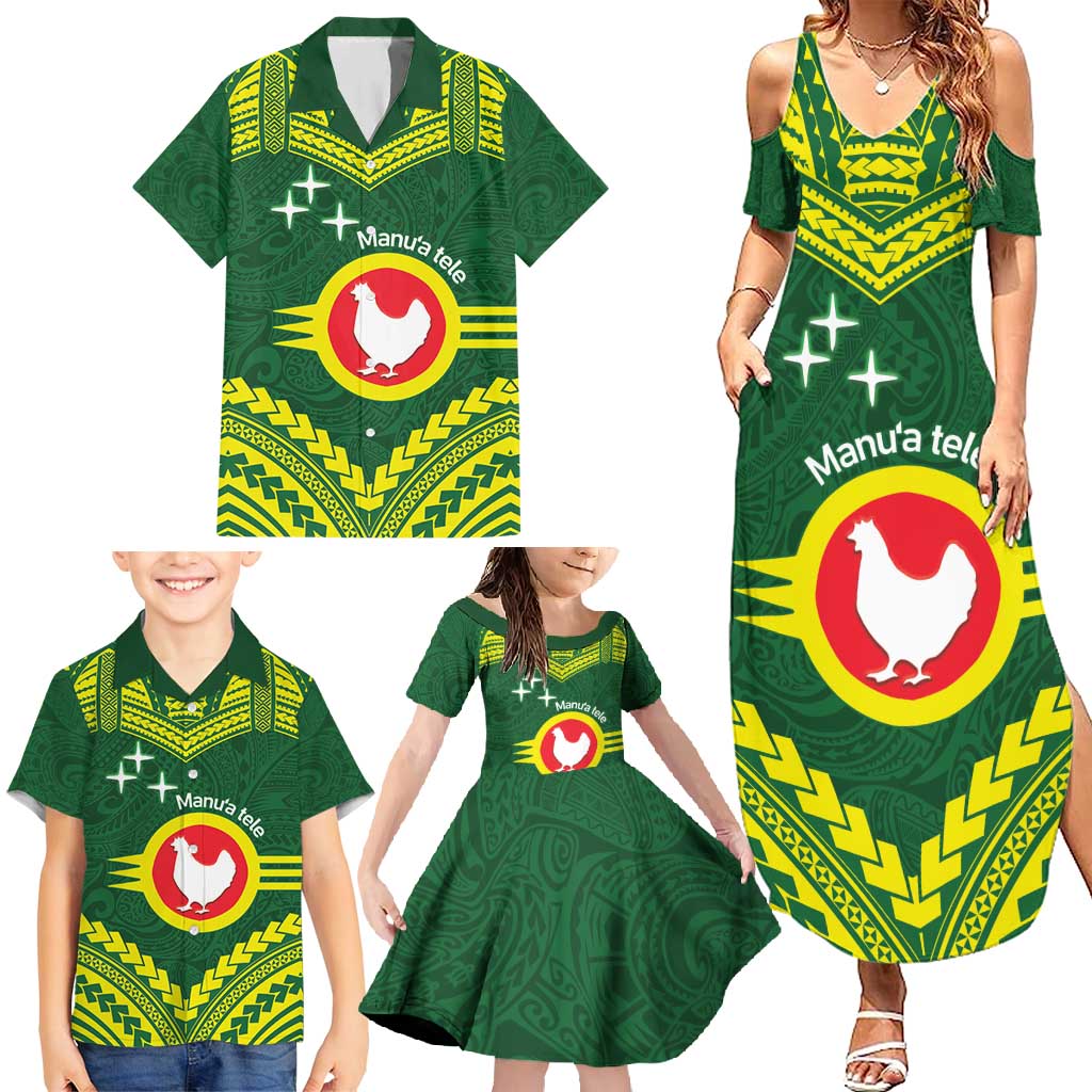 Manu'a Flag Day Family Matching Summer Maxi Dress and Hawaiian Shirt Polynesian Pattern National Color Proud LT14 - Polynesian Pride