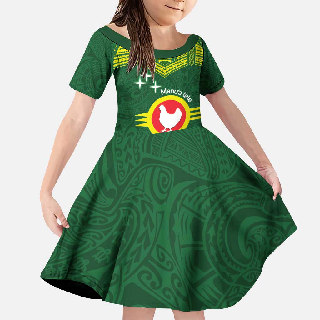 Manu'a Flag Day Family Matching Tank Maxi Dress and Hawaiian Shirt Polynesian Pattern National Color Proud