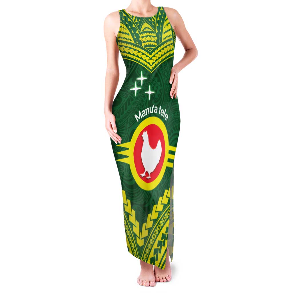 Manu'a Flag Day Family Matching Tank Maxi Dress and Hawaiian Shirt Polynesian Pattern National Color Proud