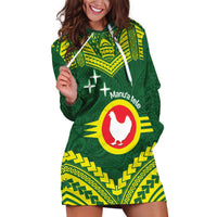 Manu'a Flag Day Hoodie Dress Polynesian Pattern National Color Proud LT14 Green - Polynesian Pride