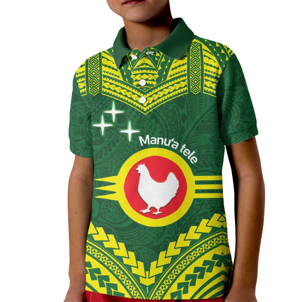 Manu'a Flag Day Kid Polo Shirt Polynesian Pattern National Color Proud