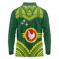 Manu'a Flag Day Long Sleeve Polo Shirt Polynesian Pattern National Color Proud