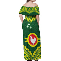 Manu'a Flag Day Off Shoulder Maxi Dress Polynesian Pattern National Color Proud LT14 - Polynesian Pride