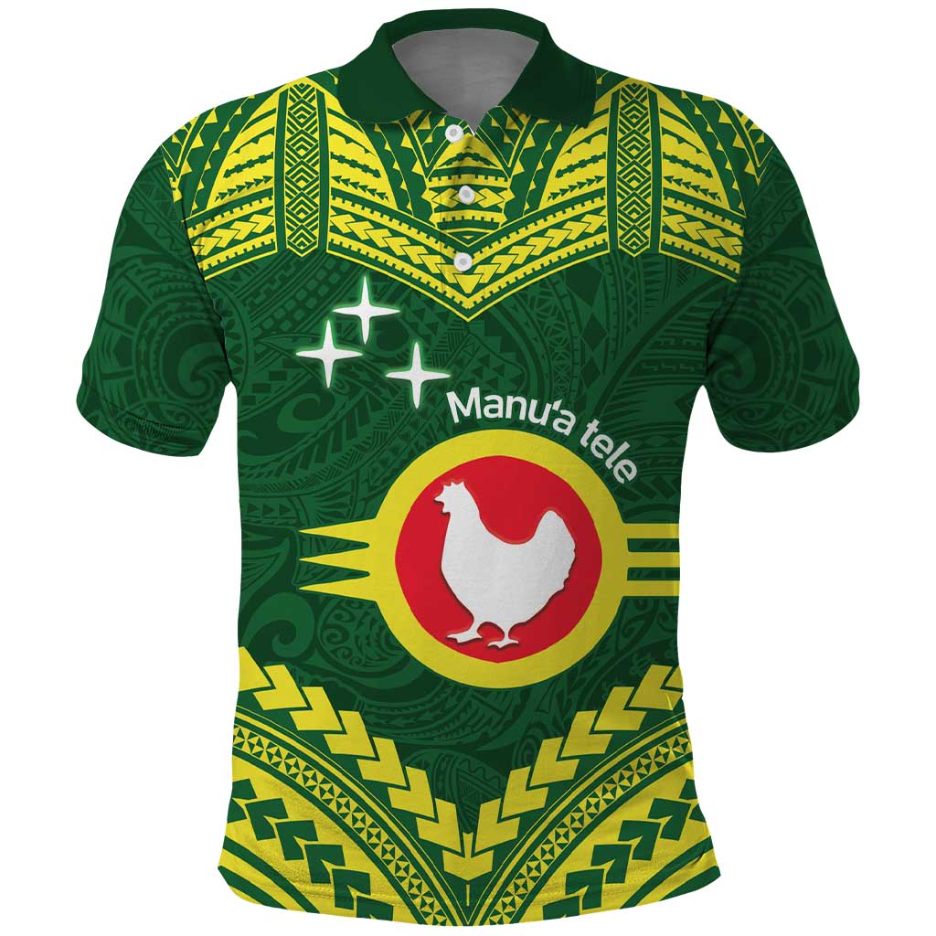 Manu'a Flag Day Polo Shirt Polynesian Pattern National Color Proud LT14 Green - Polynesian Pride