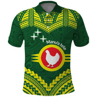 Manu'a Flag Day Polo Shirt Polynesian Pattern National Color Proud LT14 Green - Polynesian Pride