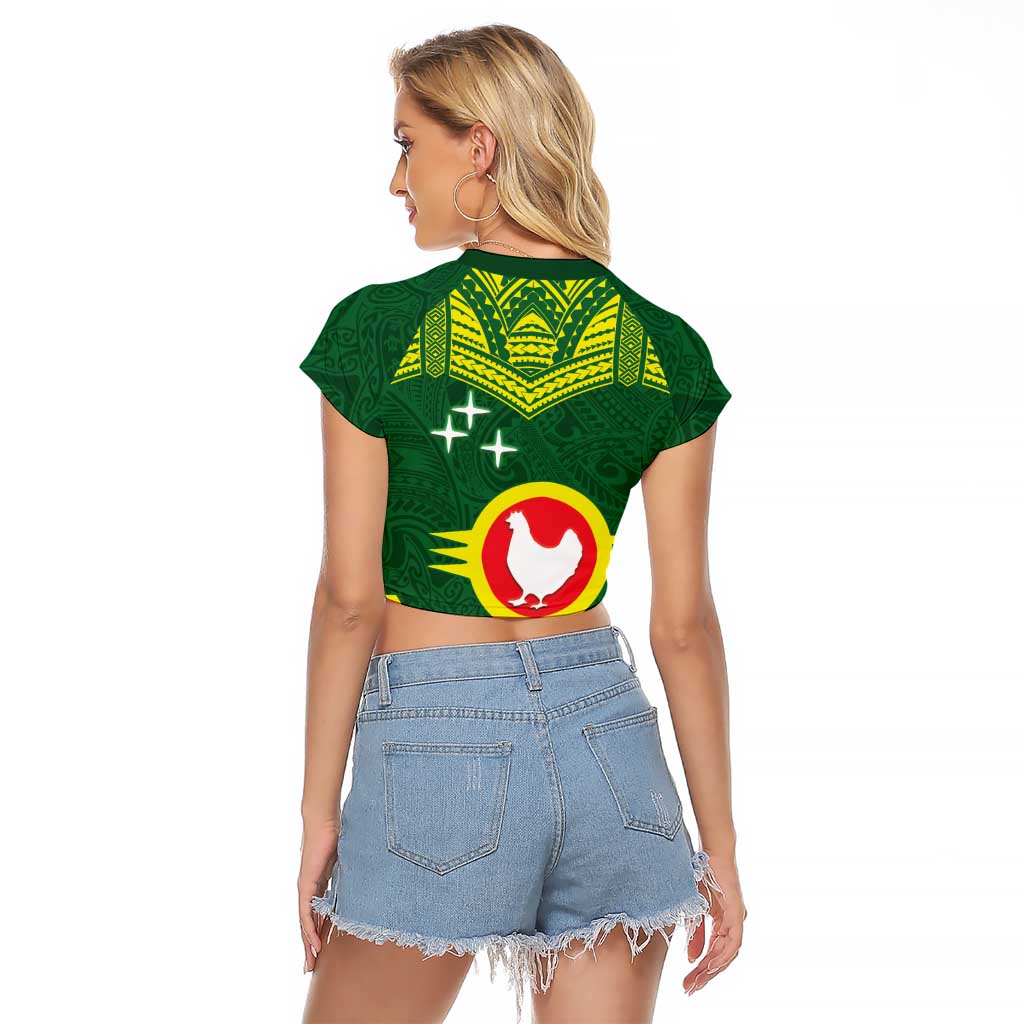 Manu'a Flag Day Raglan Cropped T Shirt Polynesian Pattern National Color Proud