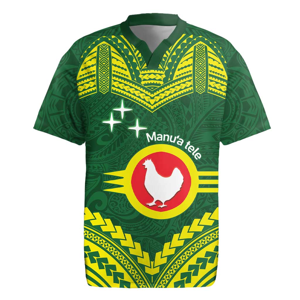 Manu'a Flag Day Rugby Jersey Polynesian Pattern National Color Proud LT14 Green - Polynesian Pride