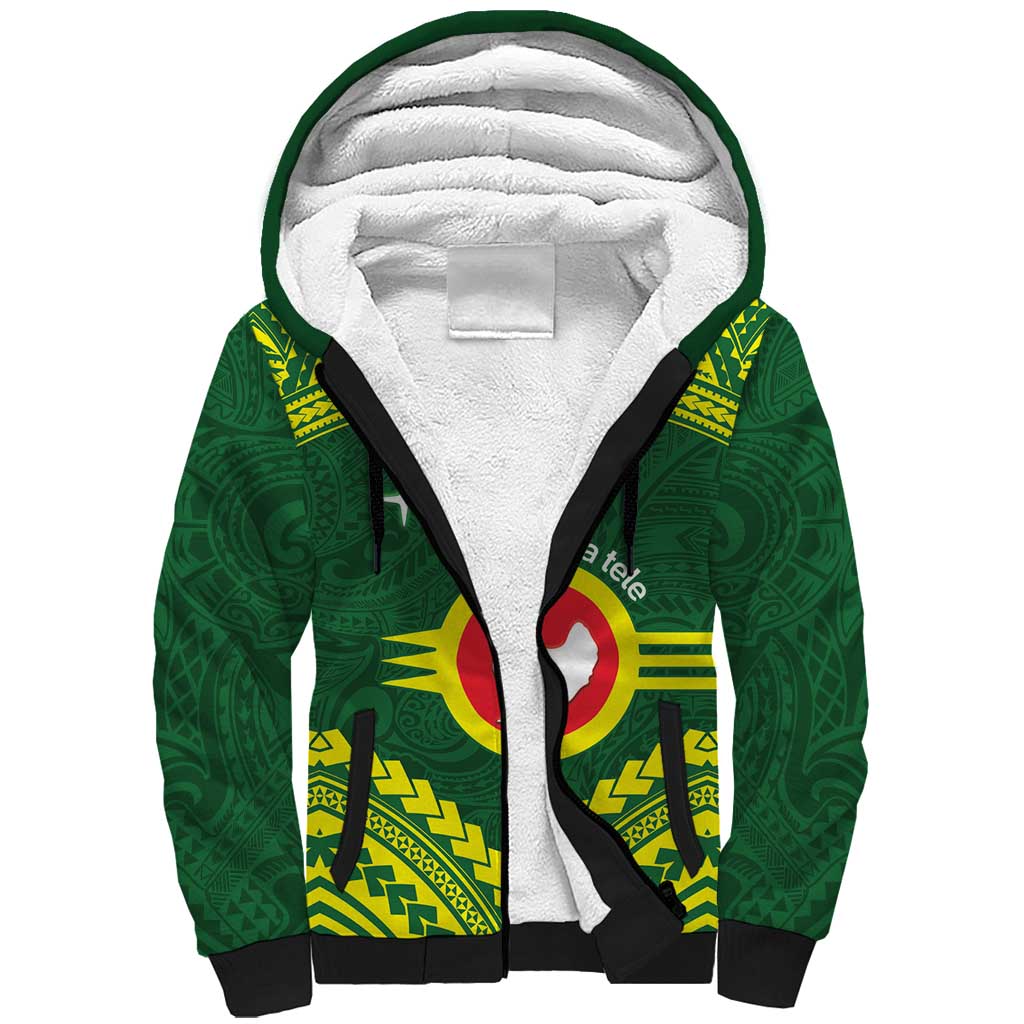 Manu'a Flag Day Sherpa Hoodie Polynesian Pattern National Color Proud LT14 Unisex Green - Polynesian Pride