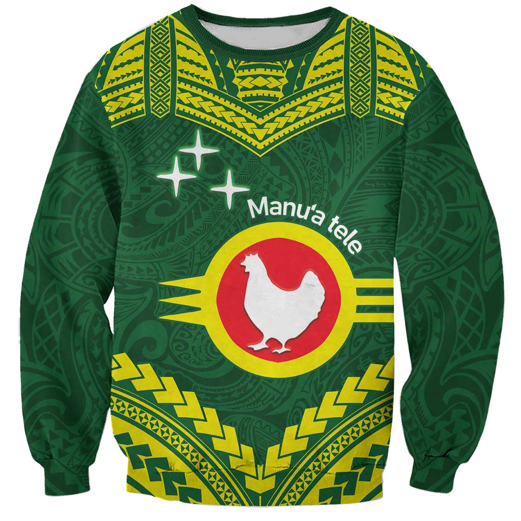 Manu'a Flag Day Sweatshirt Polynesian Pattern National Color Proud LT14 Unisex Green - Polynesian Pride