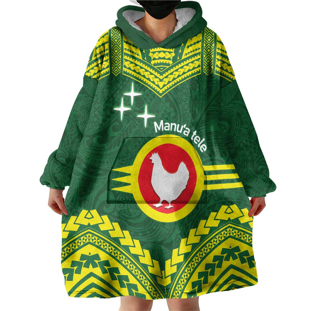 Manu'a Flag Day Wearable Blanket Hoodie Polynesian Pattern National Color Proud LT14 - Polynesian Pride
