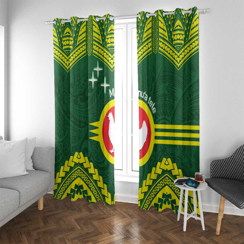 Manu'a Flag Day Window Curtain Polynesian Pattern National Color Proud