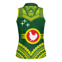 Manu'a Flag Day Women Sleeveless Polo Shirt Polynesian Pattern National Color Proud